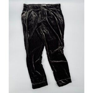 ETT:TWA by Anthropologie Womens Pants Small Brown Crushed Velvet Zip Button